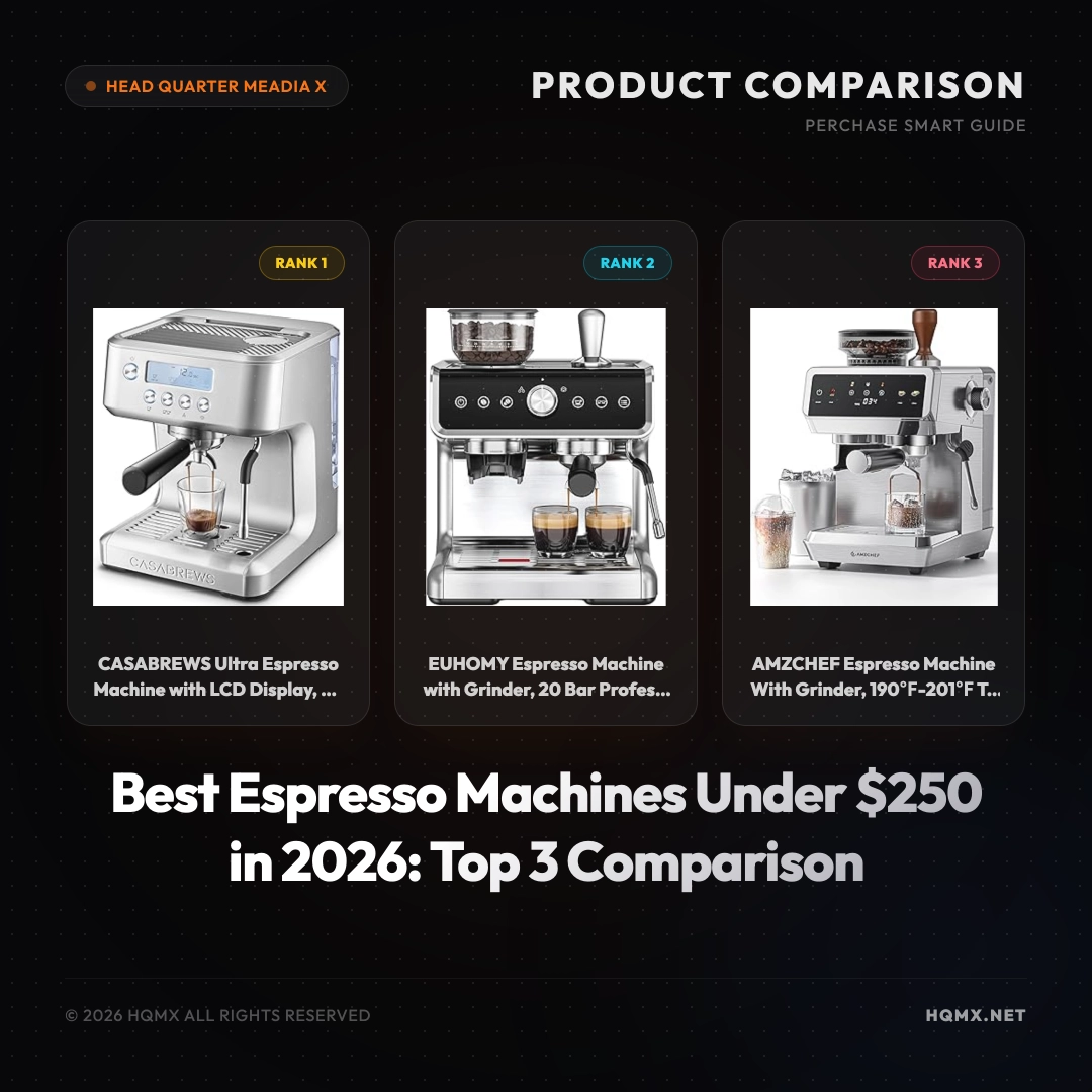 Best Espresso Machines Under $250 in 2026: Top 3 Comparison
