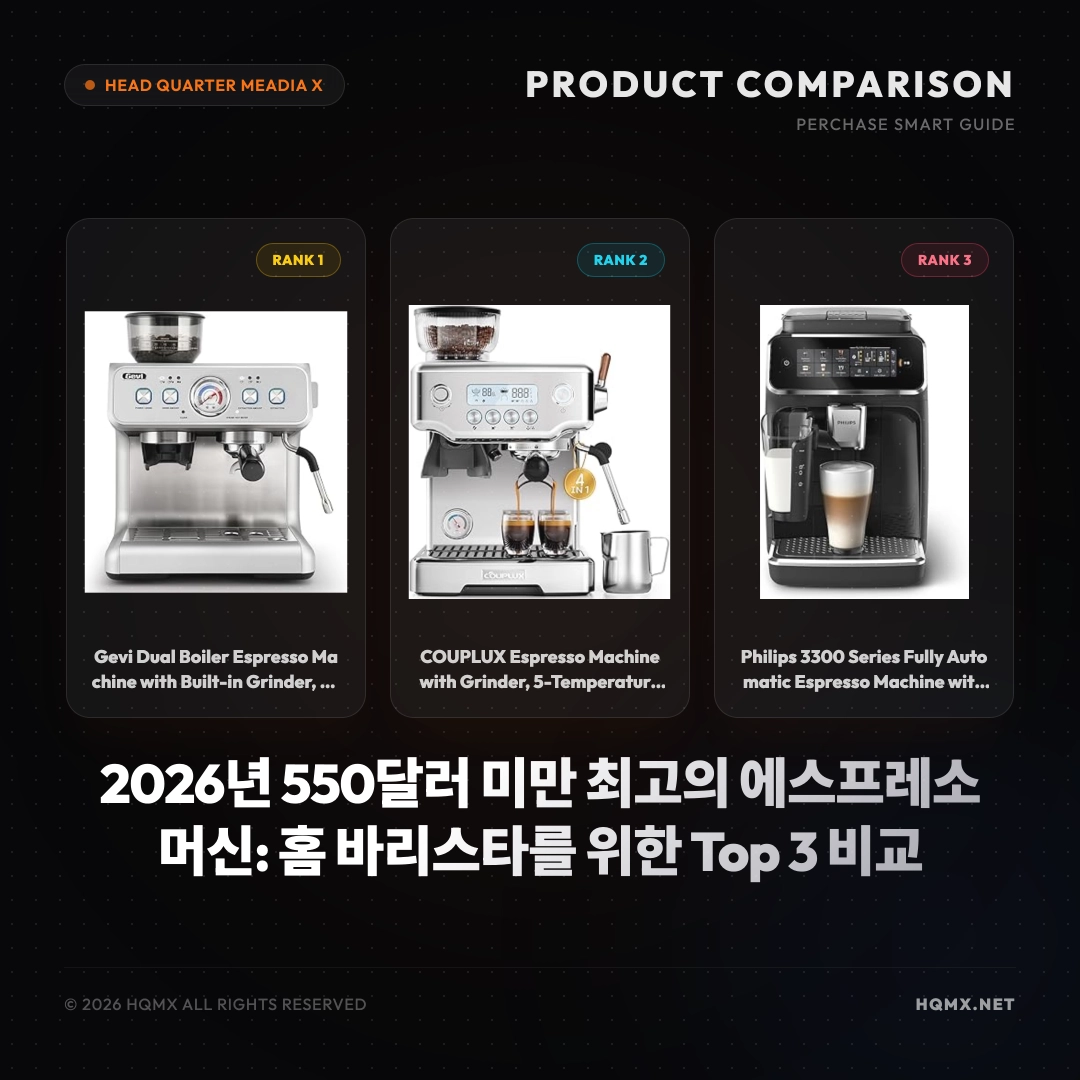 2026년 550달러 미만 최고의 에스프레소 머신: 홈 바리스타를 위한 Top 3 비교