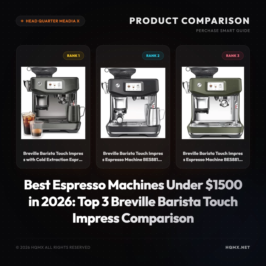 Best Espresso Machines Under $1500 in 2026: Top 3 Breville Barista Touch Impress Comparison