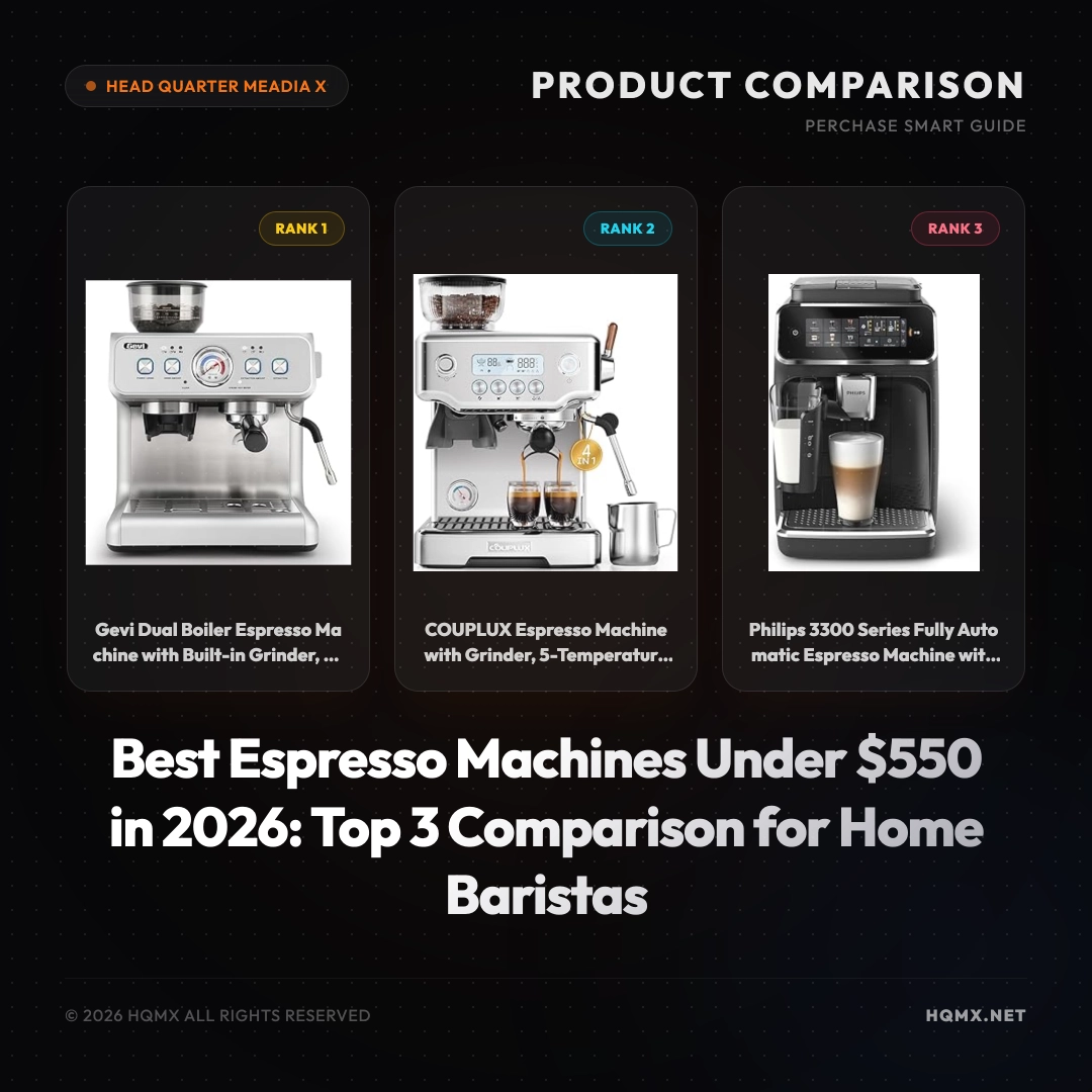 Best Espresso Machines Under $550 in 2026: Top 3 Comparison for Home Baristas