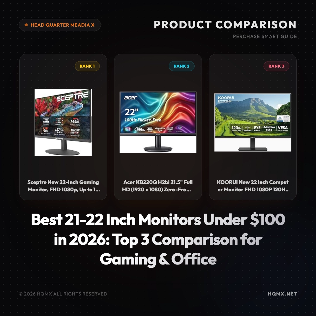 Best 21-22 Inch Monitors Under $100 in 2026: Top 3 Comparison for Gaming & Office