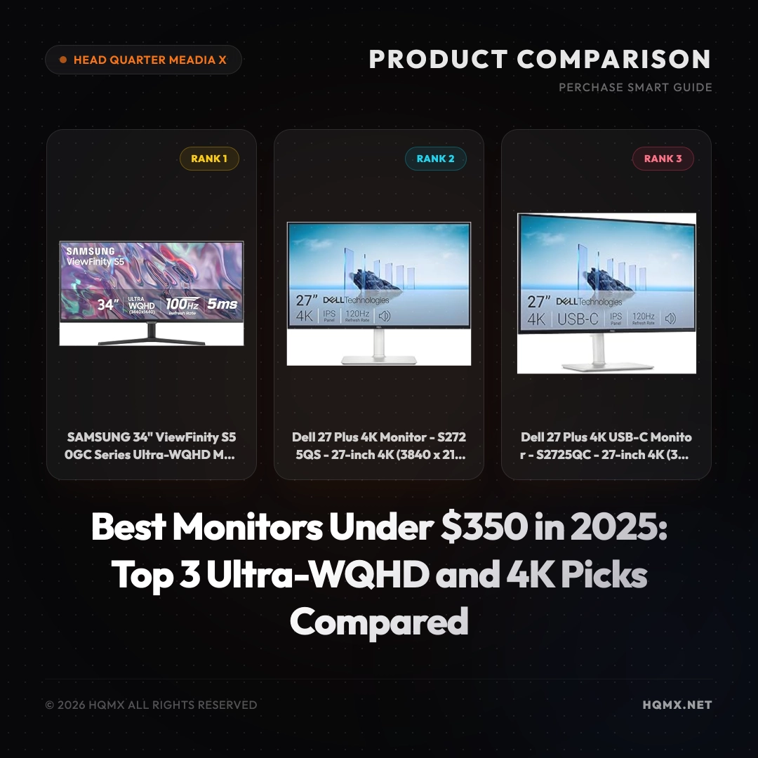 Best Monitors Under $350 in 2025: Top 3 Ultra-WQHD and 4K Picks Compared