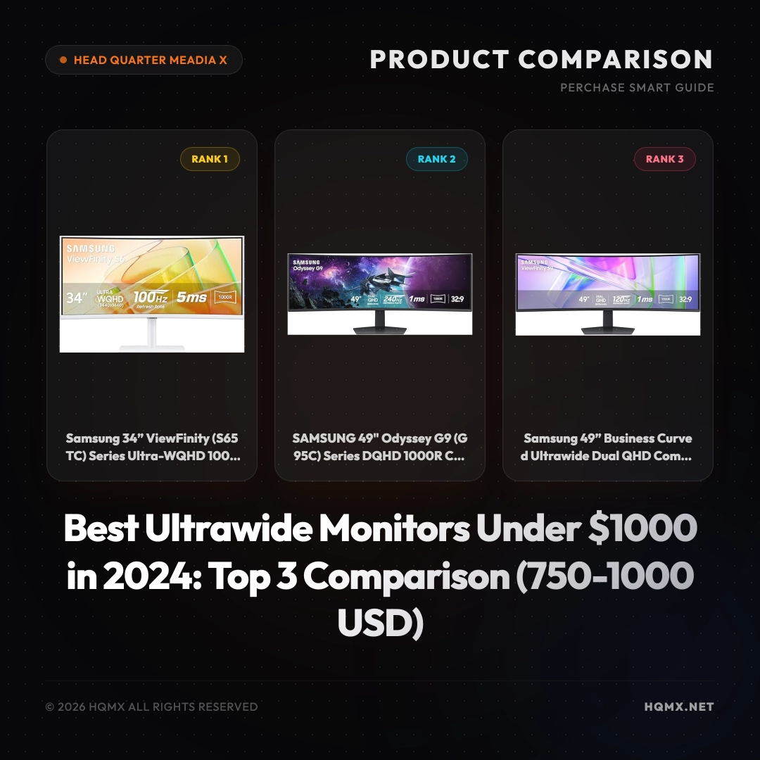 Best Ultrawide Monitors Under $1000 in 2024: Top 3 Comparison (750-1000 USD)