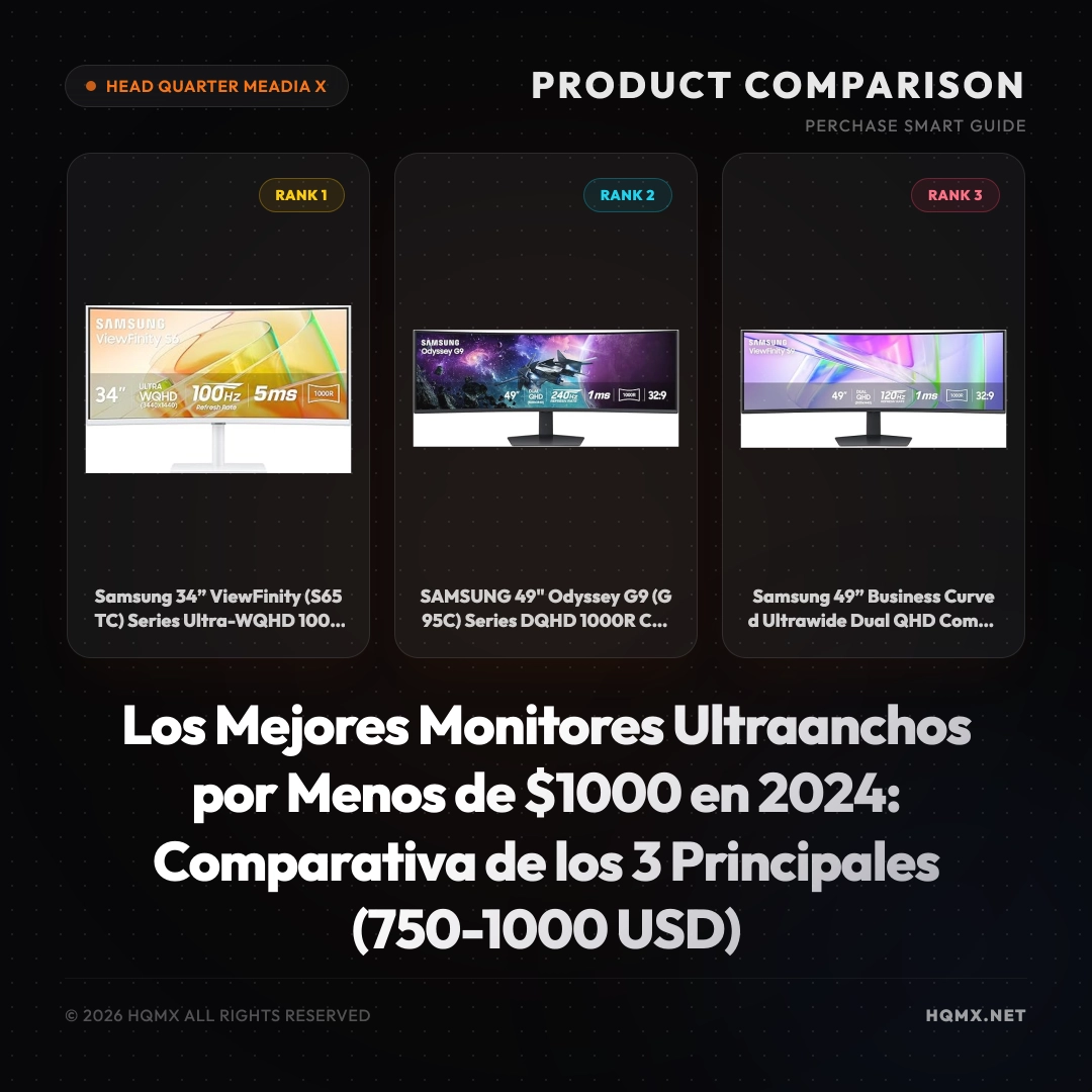 Los Mejores Monitores Ultraanchos por Menos de $1000 en 2024: Comparativa de los 3 Principales (750-1000 USD)