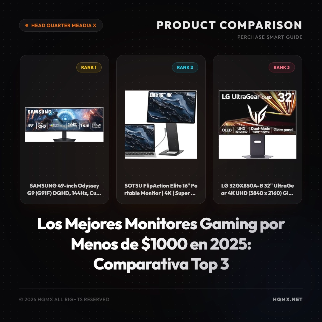 Los Mejores Monitores Gaming por Menos de $1000 en 2025: Comparativa Top 3