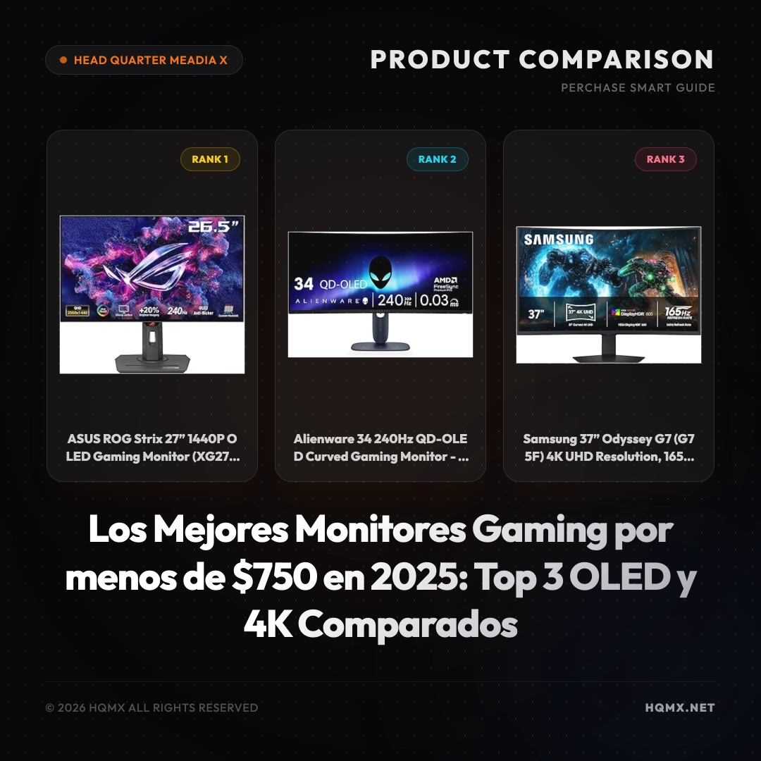 Los Mejores Monitores Gaming por menos de $750 en 2025: Top 3 OLED y 4K Comparados