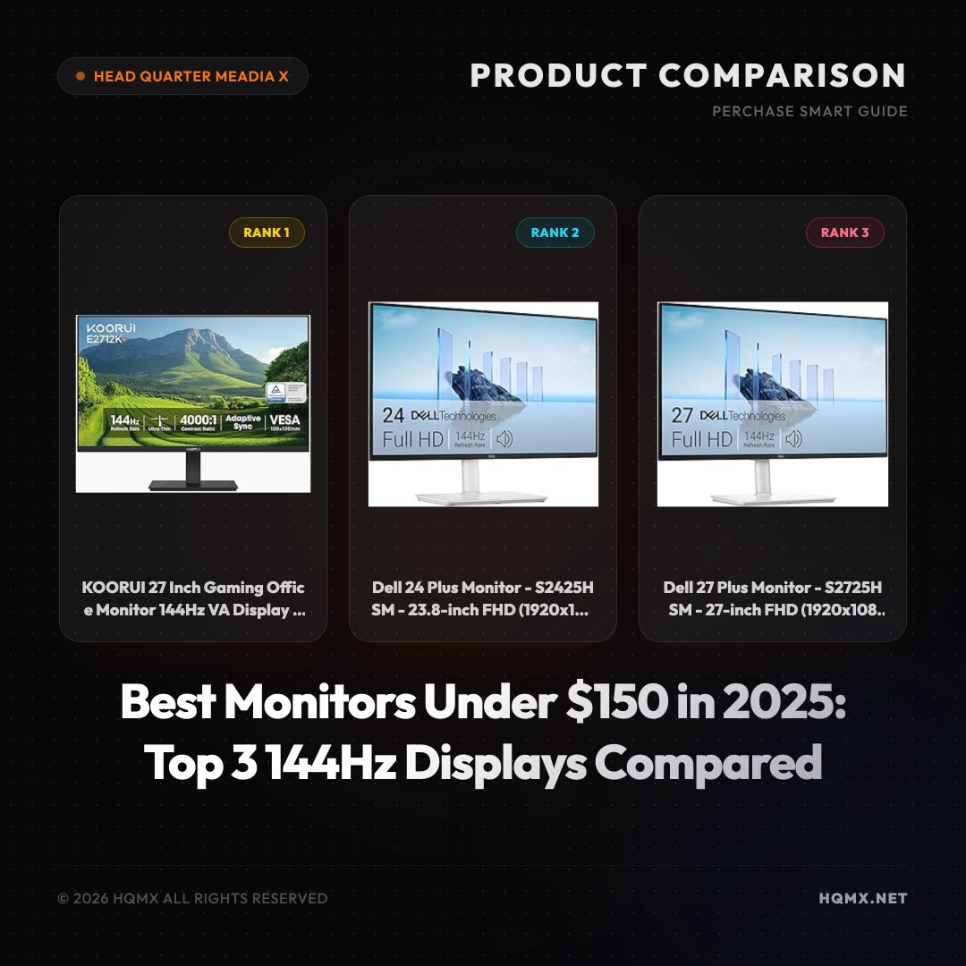 Best Monitors Under $150 in 2025: Top 3 144Hz Displays Compared
