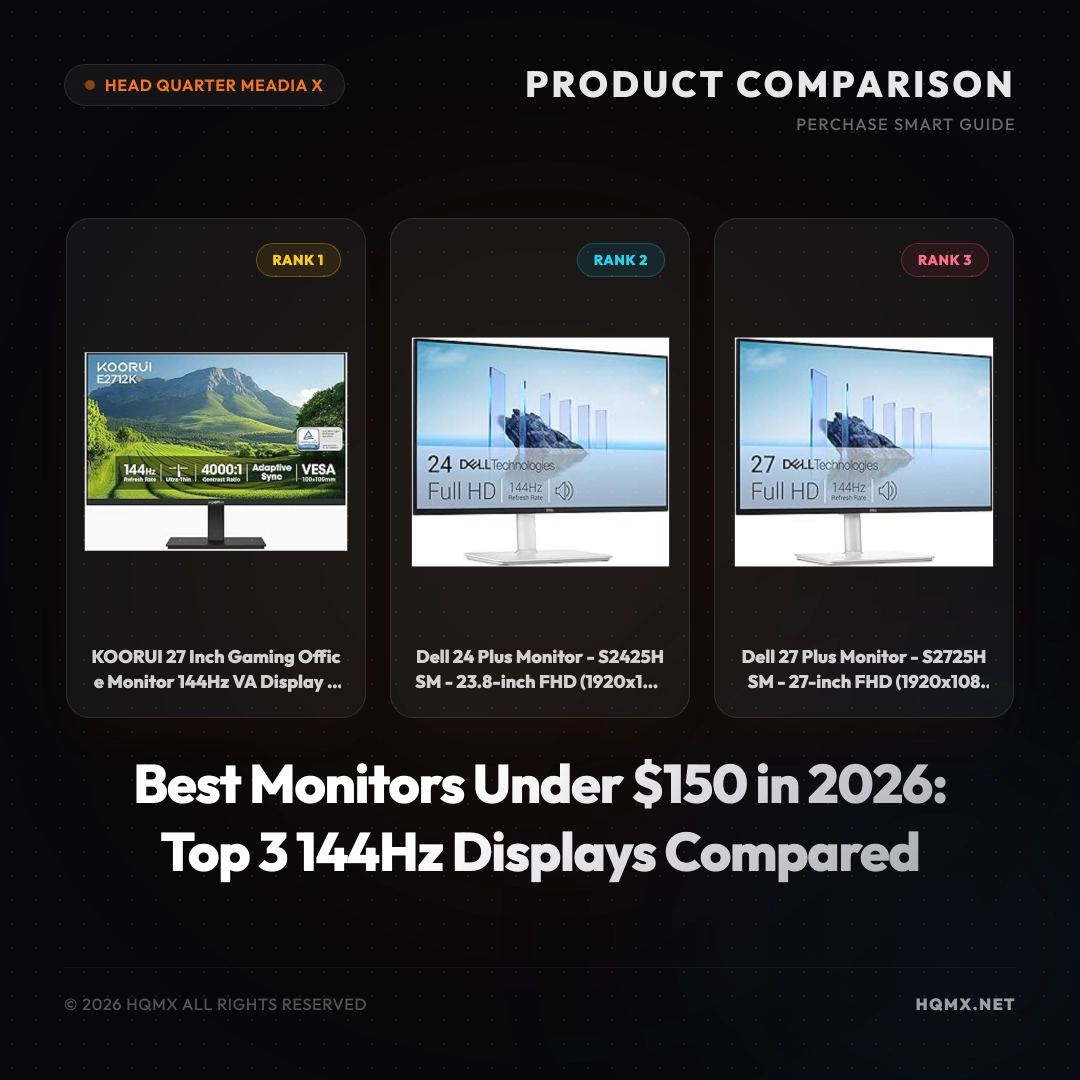 Best Monitors Under $150 in 2026: Top 3 144Hz Displays Compared