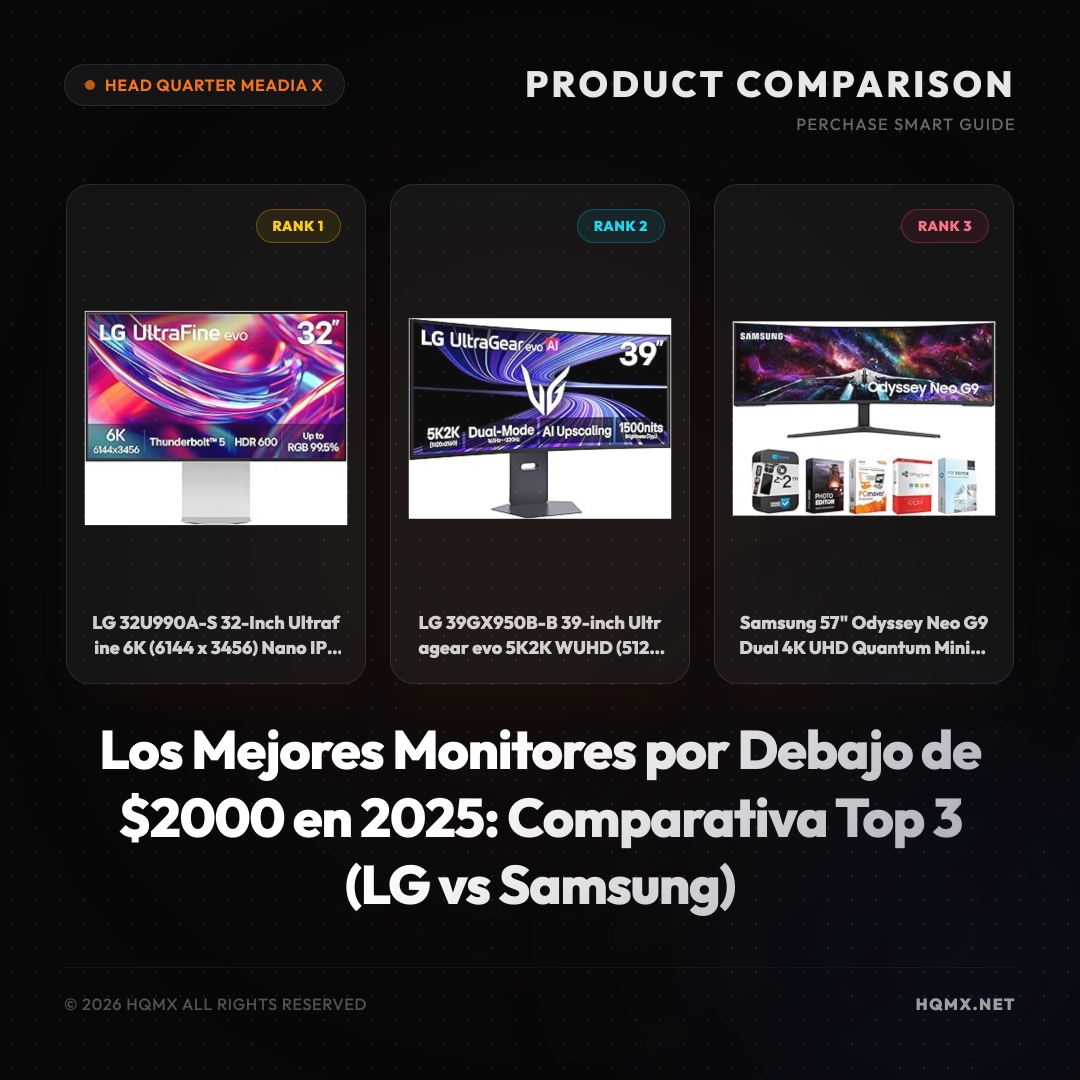 Los Mejores Monitores por Debajo de $2000 en 2025: Comparativa Top 3 (LG vs Samsung)