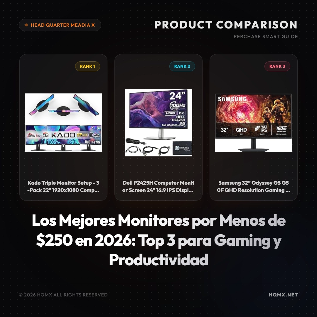 Los Mejores Monitores por Menos de $250 en 2026: Top 3 para Gaming y Productividad