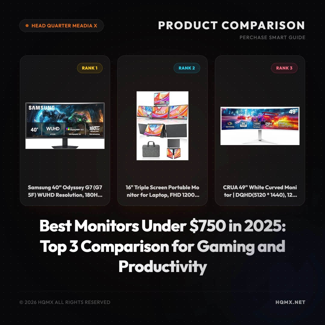 Best Monitors Under $750 in 2025: Top 3 Comparison for Gaming and Productivity