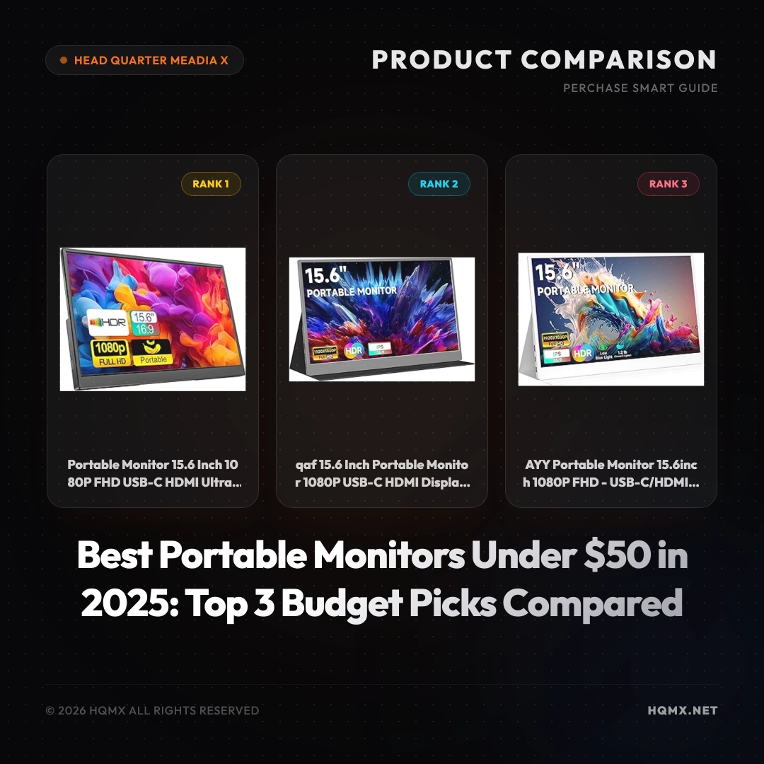 Best Portable Monitors Under $50 in 2025: Top 3 Budget Picks Compared