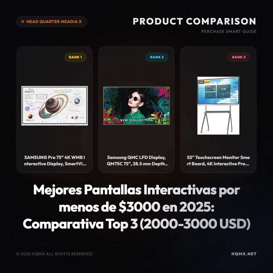 Mejores Pantallas Interactivas por menos de $3000 en 2025: Comparativa Top 3 (2000-3000 USD)