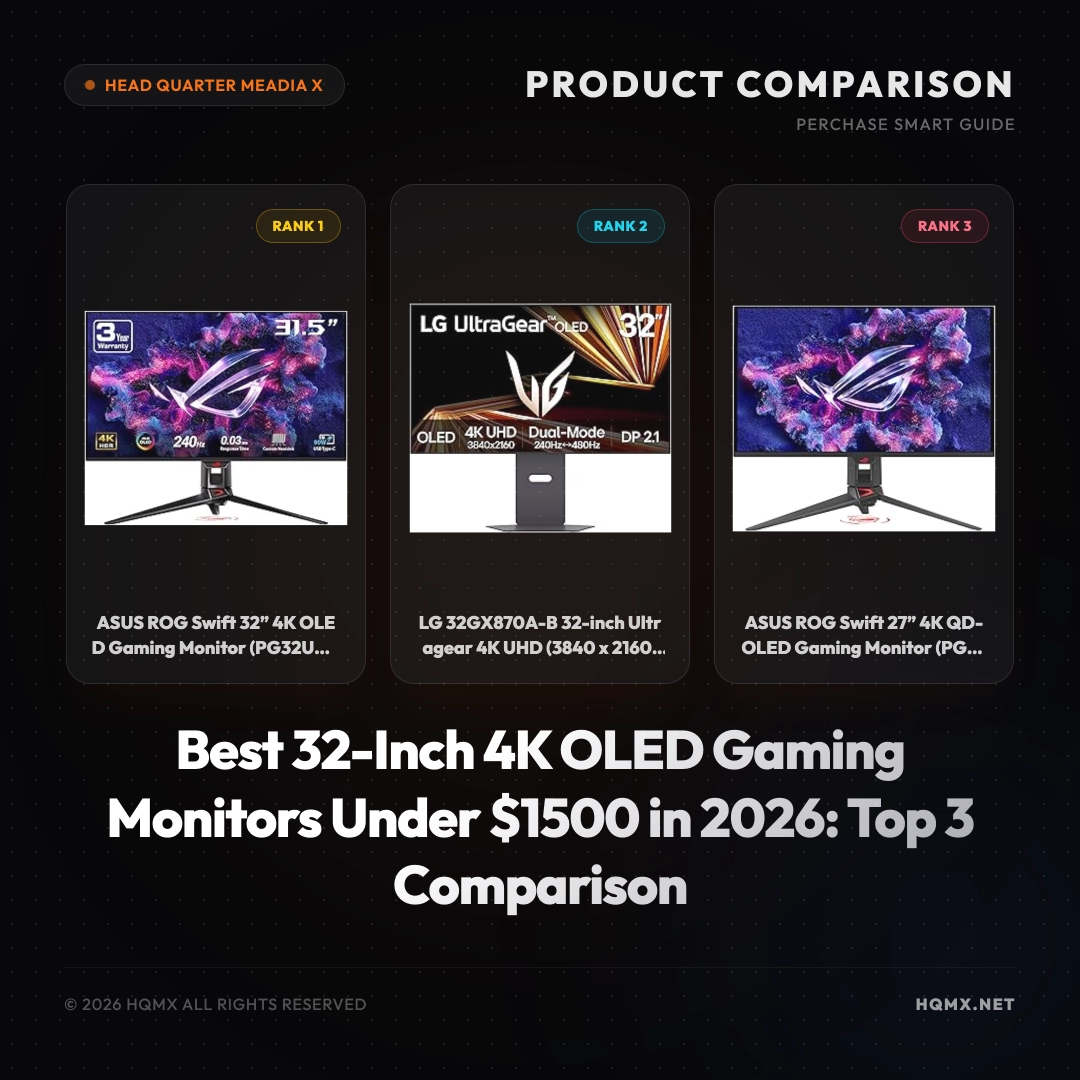 Best 32-Inch 4K OLED Gaming Monitors Under $1500 in 2026: Top 3 Comparison