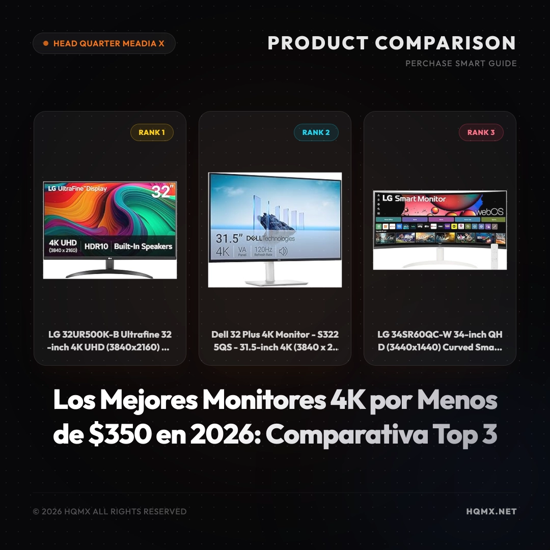 Los Mejores Monitores 4K por Menos de $350 en 2026: Comparativa Top 3
