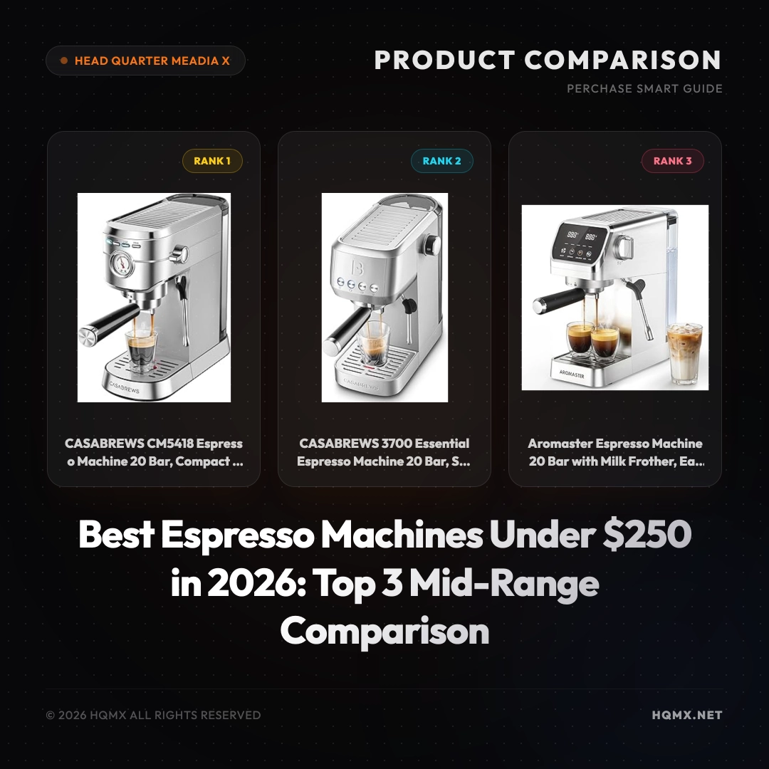 Best Espresso Machines Under $250 in 2026: Top 3 Mid-Range Comparison