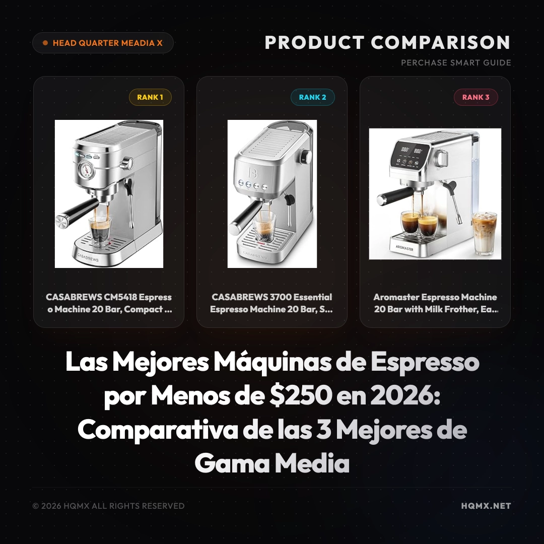 Las Mejores Máquinas de Espresso por Menos de $250 en 2026: Comparativa de las 3 Mejores de Gama Media