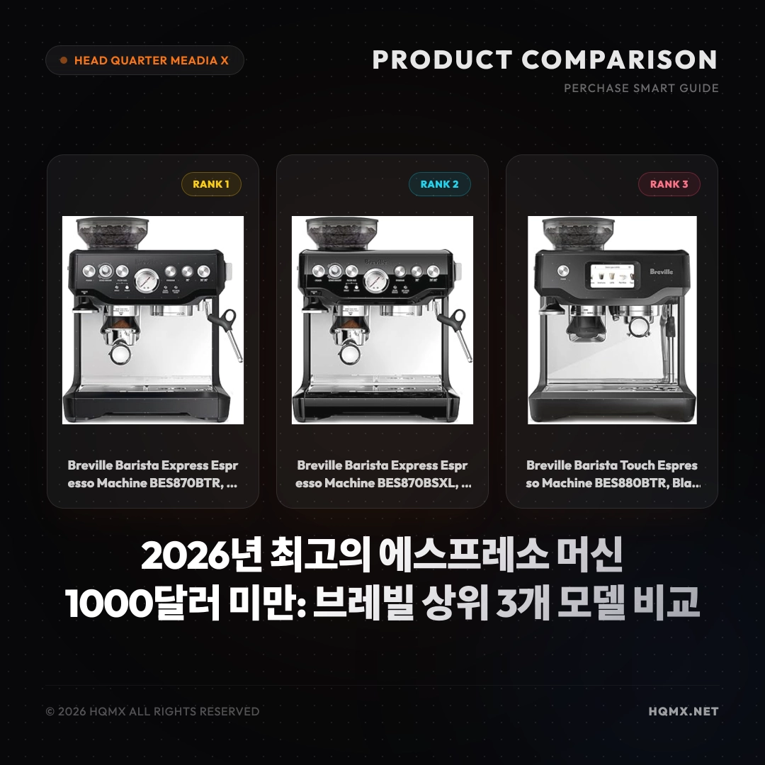 2026년 최고의 에스프레소 머신 1000달러 미만: 브레빌 상위 3개 모델 비교
