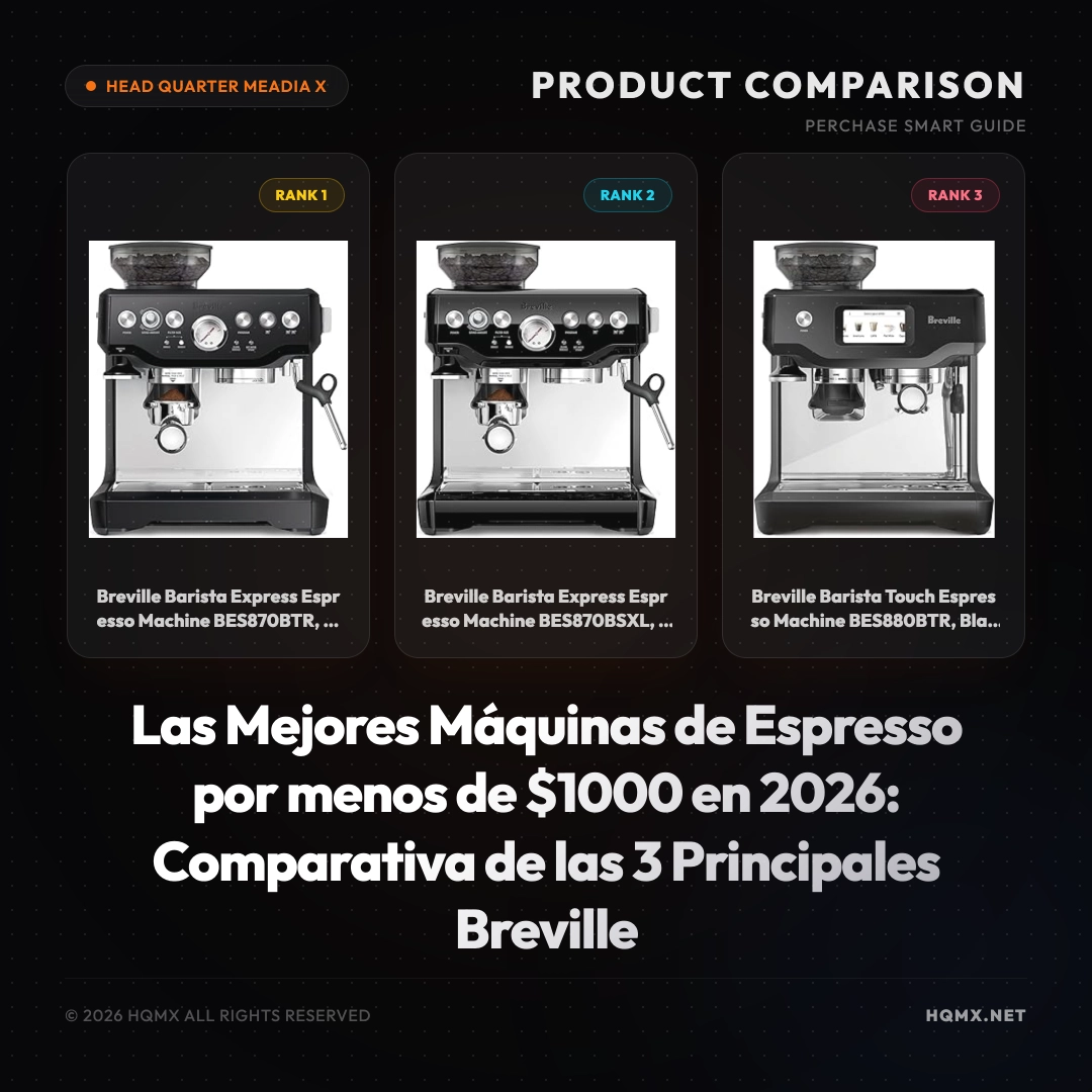 Las Mejores Máquinas de Espresso por menos de $1000 en 2026: Comparativa de las 3 Principales Breville