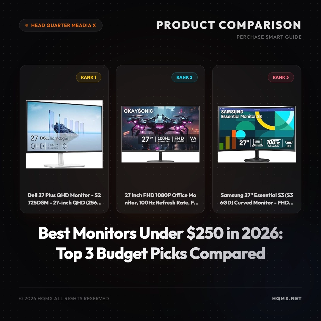 Best Monitors Under $250 in 2026: Top 3 Budget Picks Compared