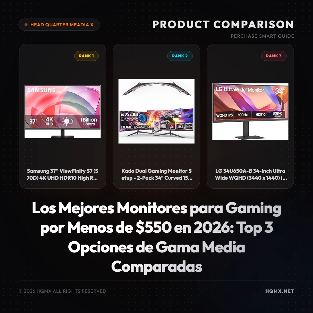 Los Mejores Monitores para Gaming por Menos de $550 en 2026: Top 3 Opciones de Gama Media Comparadas