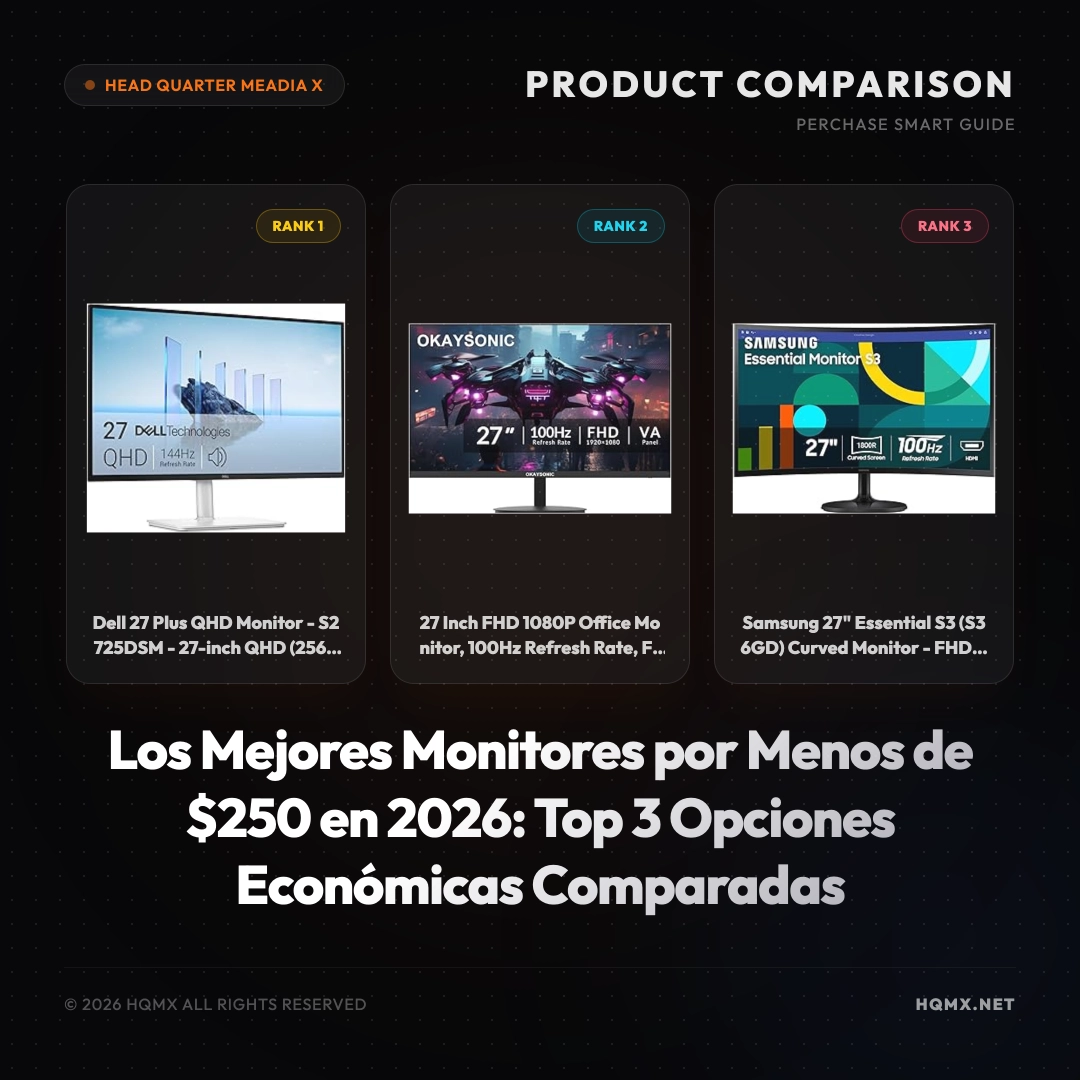 Los Mejores Monitores por Menos de $250 en 2026: Top 3 Opciones Económicas Comparadas