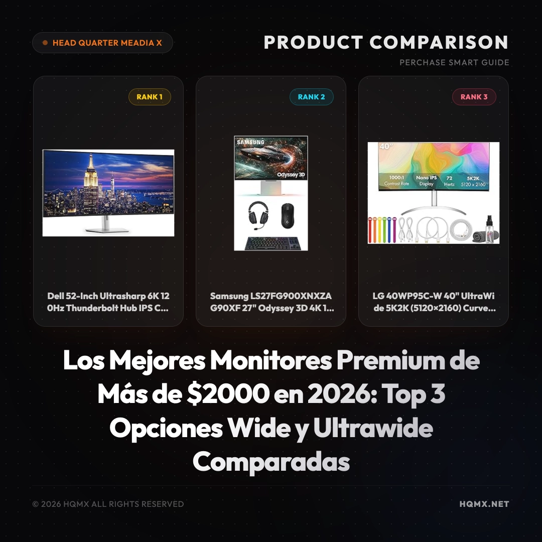 Los Mejores Monitores Premium de Más de $2000 en 2026: Top 3 Opciones Wide y Ultrawide Comparadas