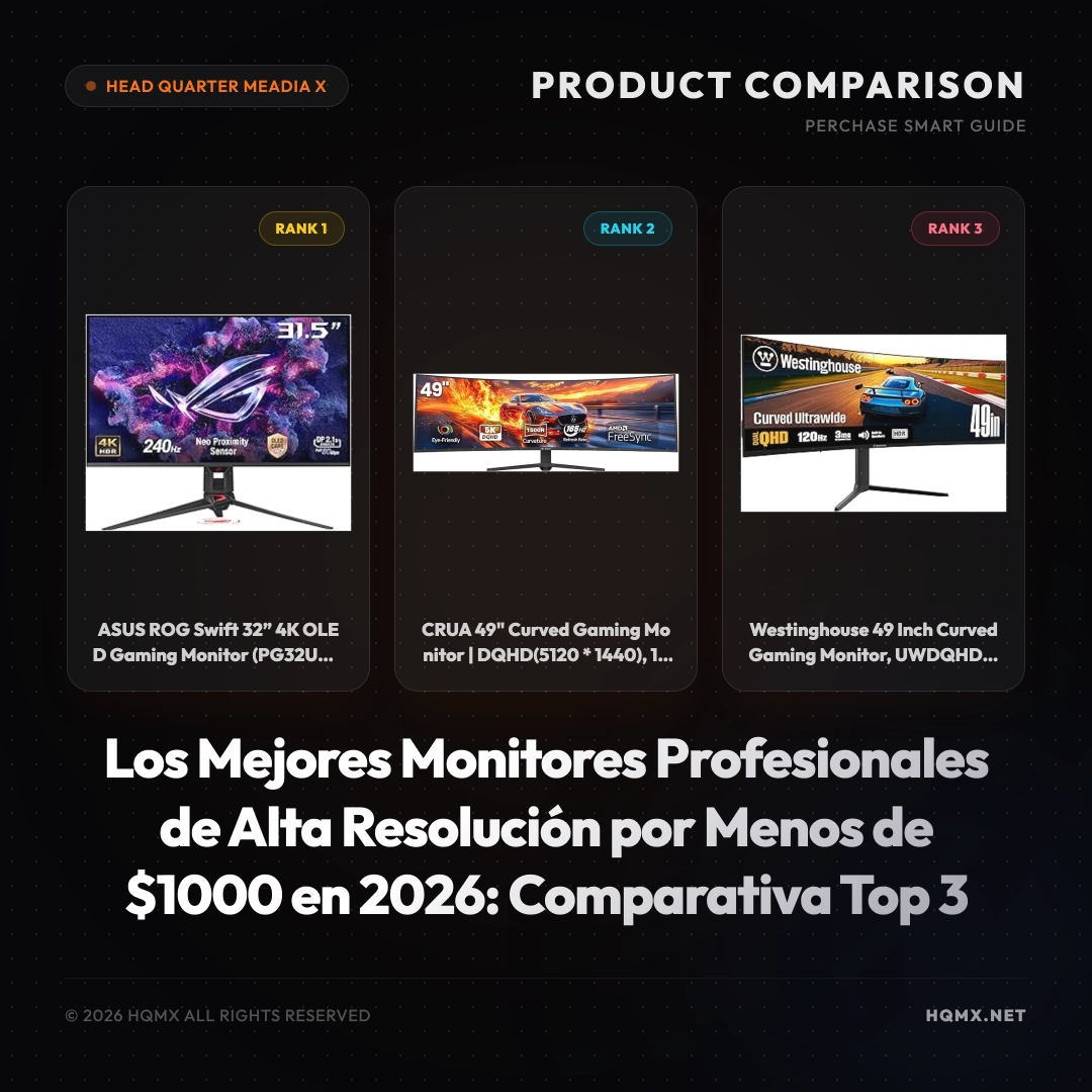 Los Mejores Monitores Profesionales de Alta Resolución por Menos de $1000 en 2026: Comparativa Top 3
