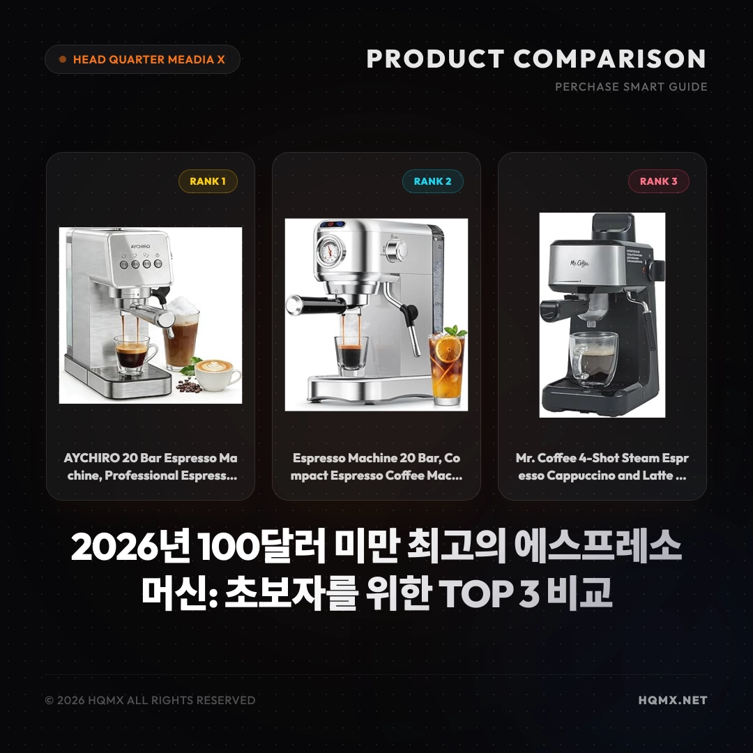 2026년 100달러 미만 최고의 에스프레소 머신: 초보자를 위한 TOP 3 비교