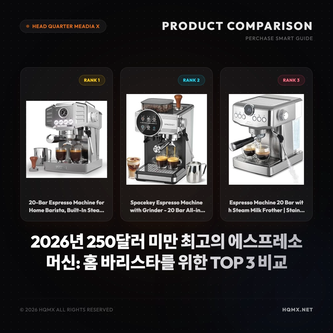 2026년 250달러 미만 최고의 에스프레소 머신: 홈 바리스타를 위한 TOP 3 비교