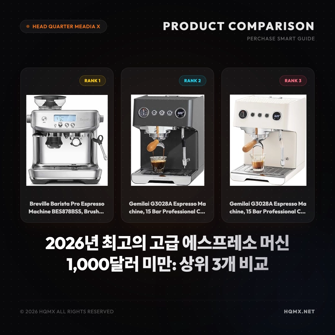 2026년 최고의 고급 에스프레소 머신 1,000달러 미만: 상위 3개 비교
