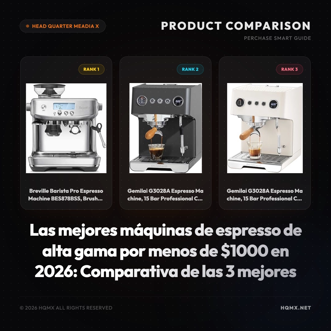 Las mejores máquinas de espresso de alta gama por menos de $1000 en 2026: Comparativa de las 3 mejores