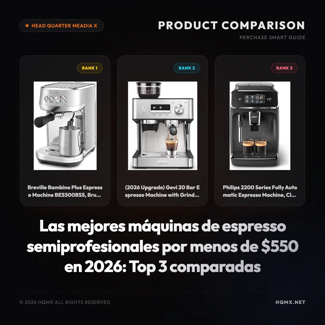 Las mejores máquinas de espresso semiprofesionales por menos de $550 en 2026: Top 3 comparadas