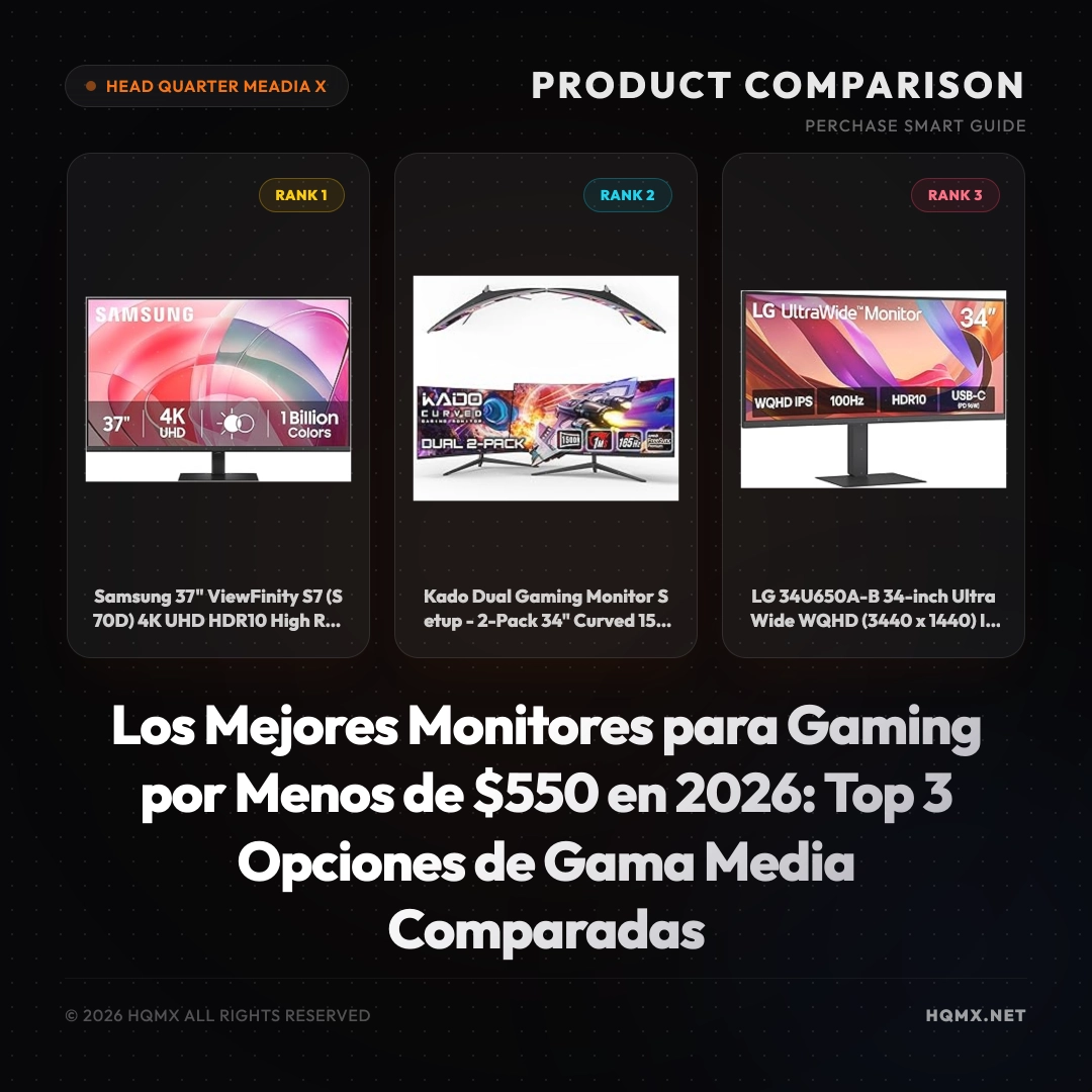 Los Mejores Monitores para Gaming por Menos de $550 en 2026: Top 3 Opciones de Gama Media Comparadas