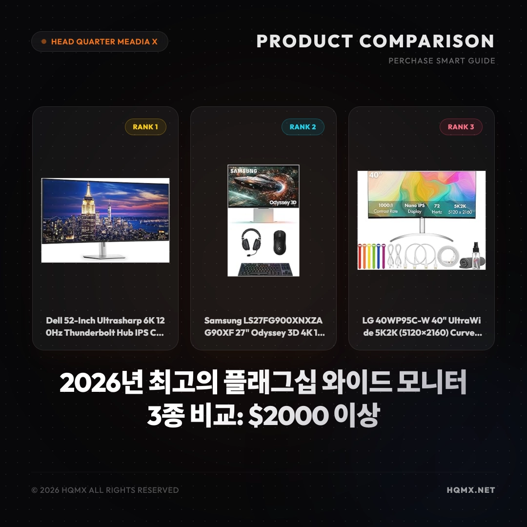 2026년 최고의 플래그십 와이드 모니터 3종 비교: $2000 이상
