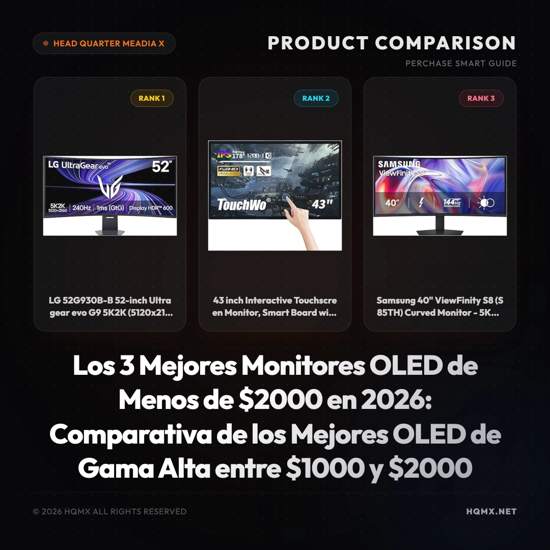 Los 3 Mejores Monitores OLED de Menos de 2000 en 2026: Comparativa de los Mejores OLED de Gama Alta entre 1000 y $2000