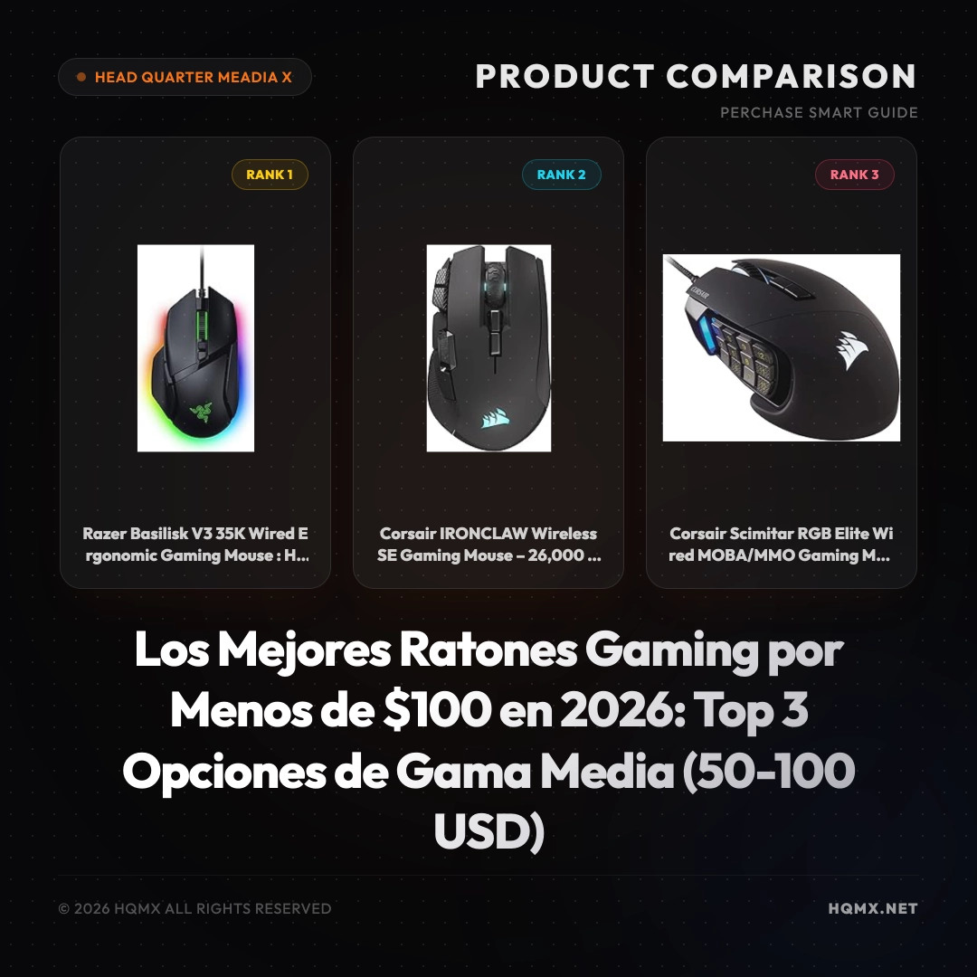 Los Mejores Ratones Gaming por Menos de $100 en 2026: Top 3 Opciones de Gama Media (50-100 USD)