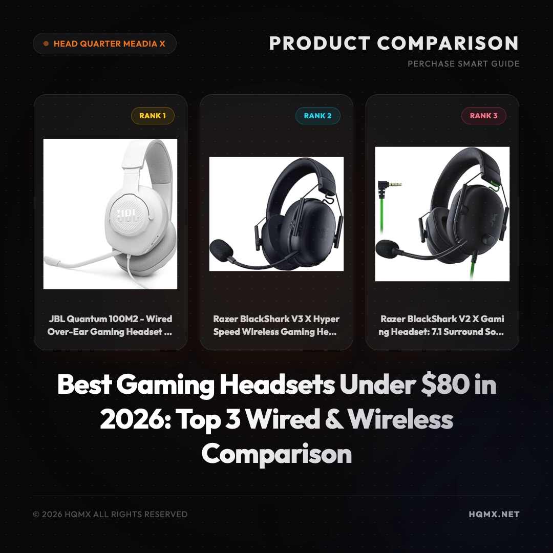 Best Gaming Headsets Under $80 in 2026: Top 3 Wired & Wireless Comparison