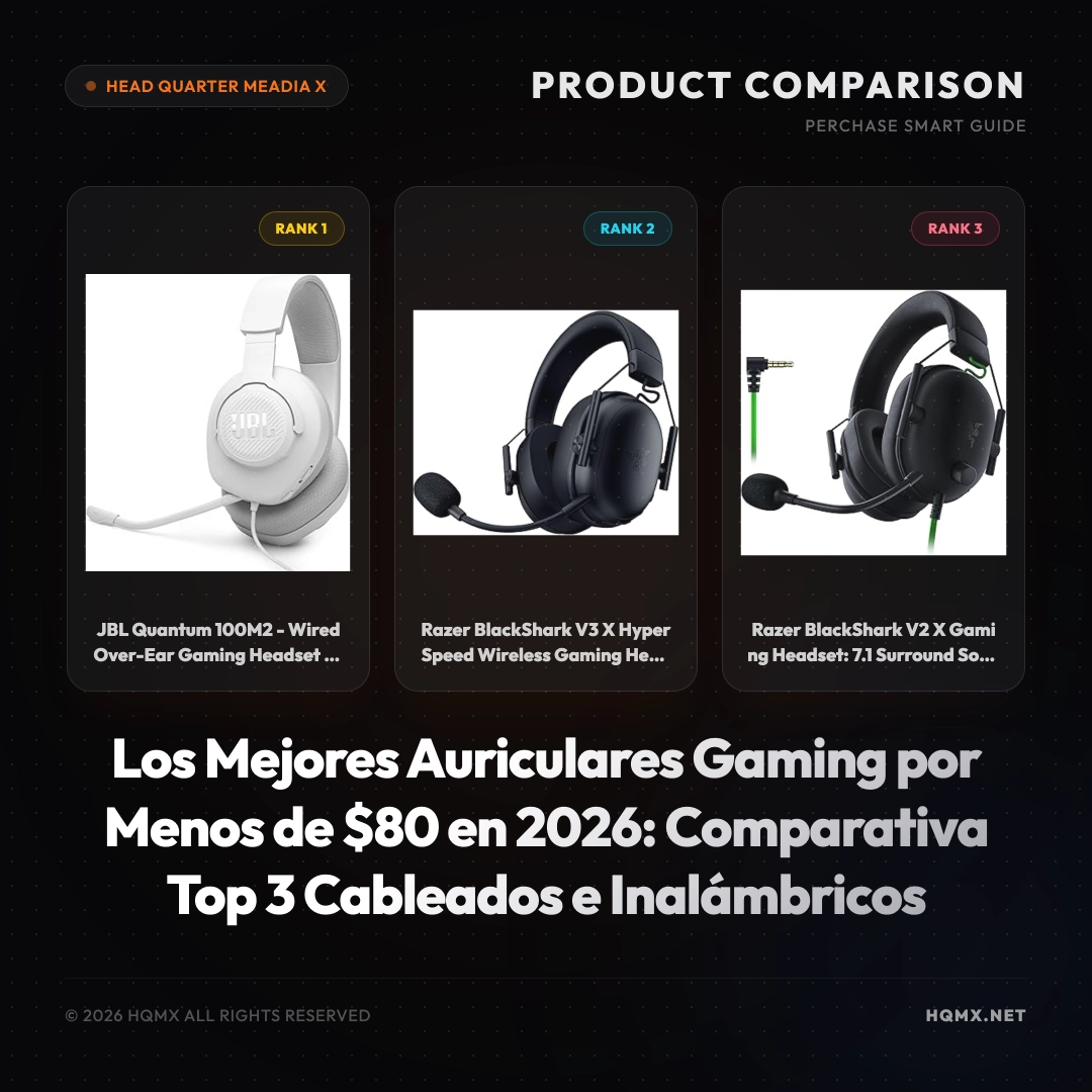 Los Mejores Auriculares Gaming por Menos de $80 en 2026: Comparativa Top 3 Cableados e Inalámbricos