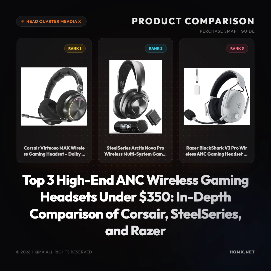 Top 3 High-End ANC Wireless Gaming Headsets Under $350: In-Depth Comparison of Corsair, SteelSeries, and Razer