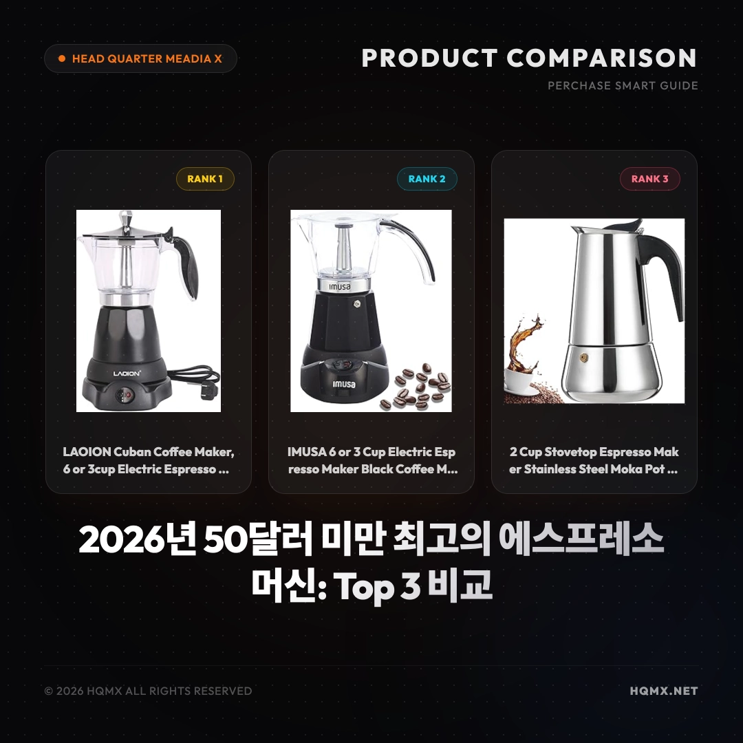 2026년 50달러 미만 최고의 에스프레소 머신: Top 3 비교