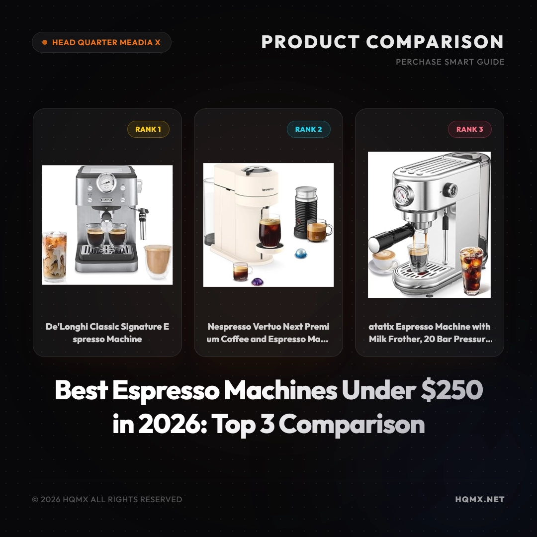 Best Espresso Machines Under $250 in 2026: Top 3 Comparison