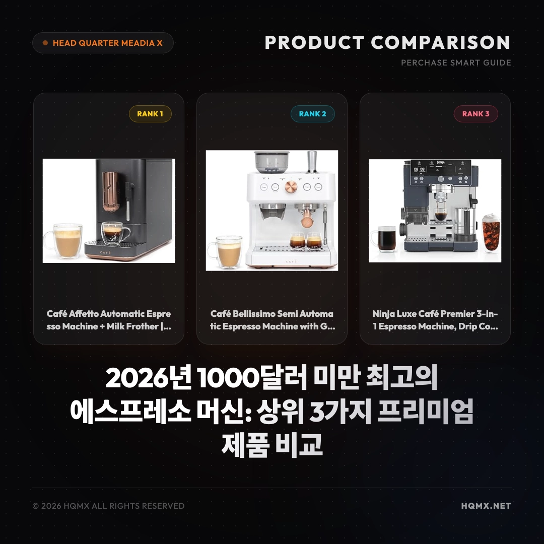 2026년 1000달러 미만 최고의 에스프레소 머신: 상위 3가지 프리미엄 제품 비교