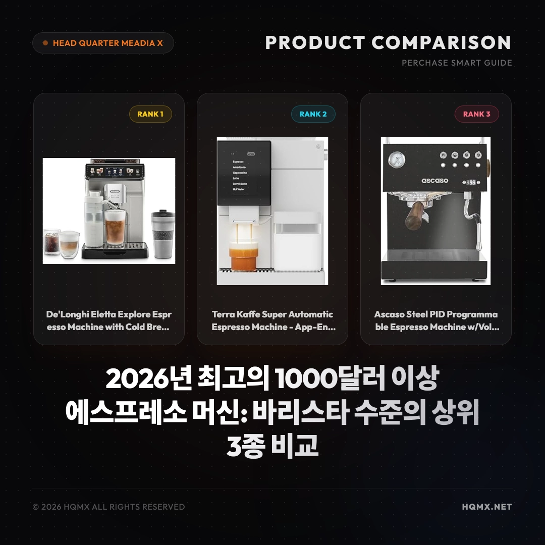 2026년 최고의 1000달러 이상 에스프레소 머신: 바리스타 수준의 상위 3종 비교