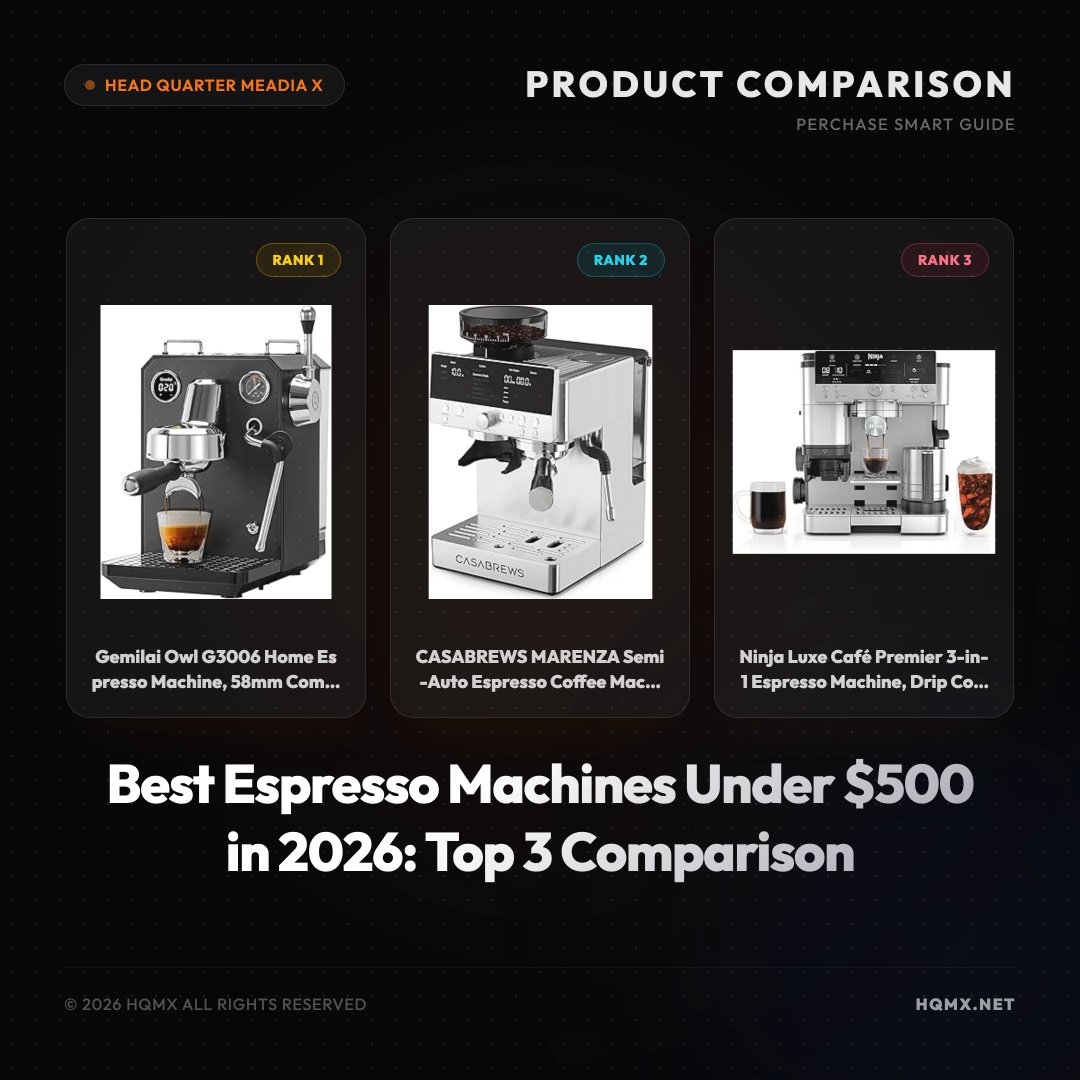 Best Espresso Machines Under $500 in 2026: Top 3 Comparison