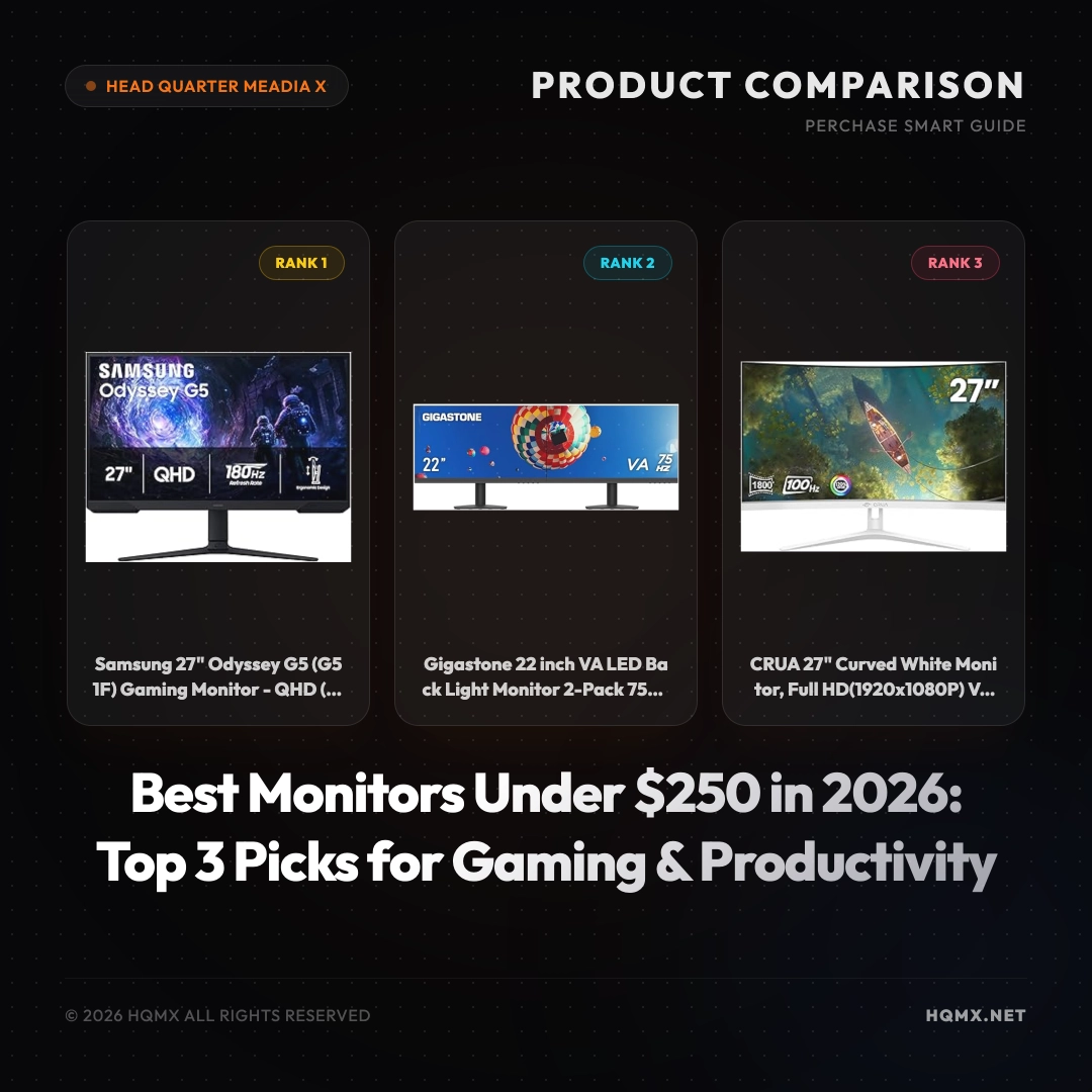 Best Monitors Under $250 in 2026: Top 3 Picks for Gaming & Productivity