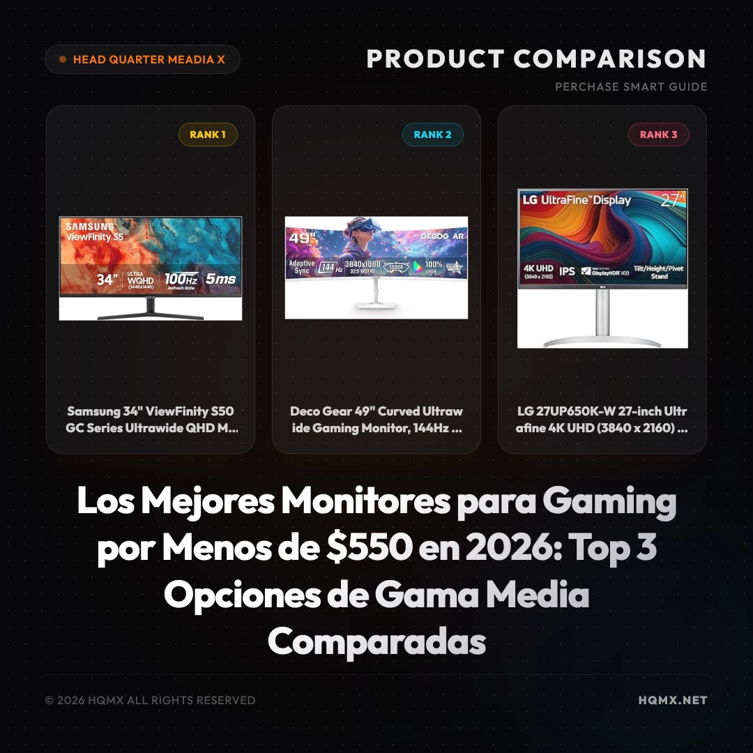 Los Mejores Monitores para Gaming por Menos de $550 en 2026: Top 3 Opciones de Gama Media Comparadas