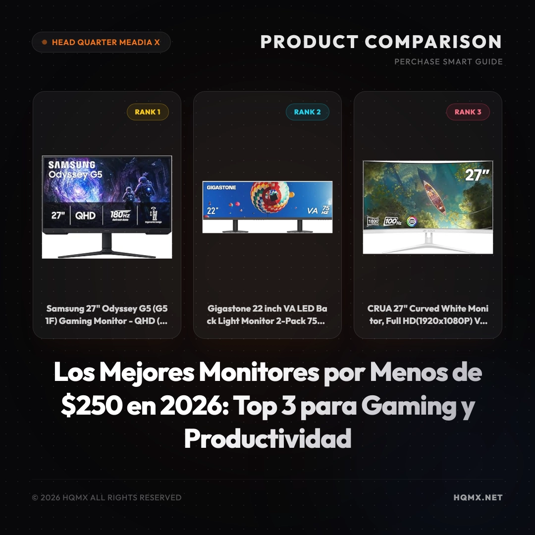 Los Mejores Monitores por Menos de $250 en 2026: Top 3 para Gaming y Productividad