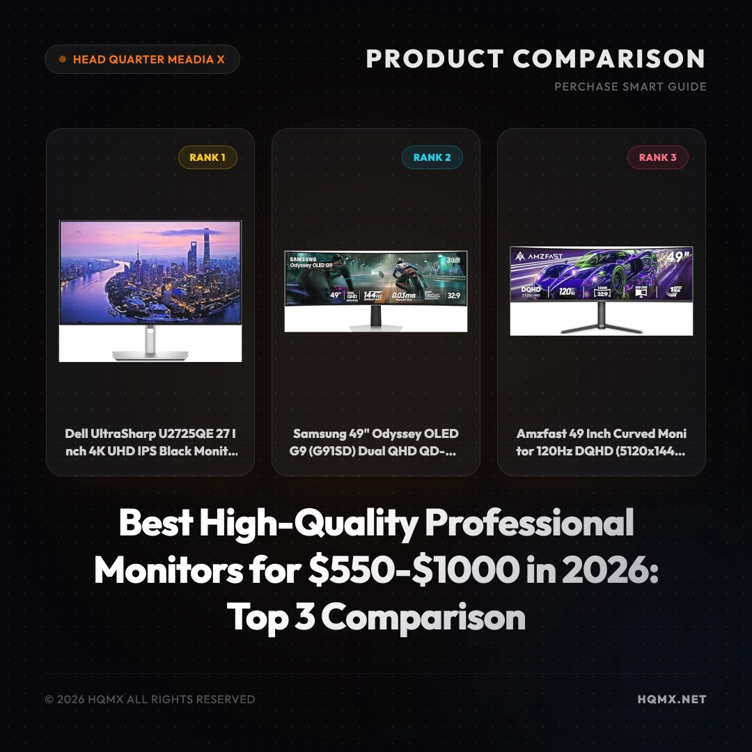 Best High-Quality Professional Monitors for 550-1000 in 2026: Top 3 Comparison