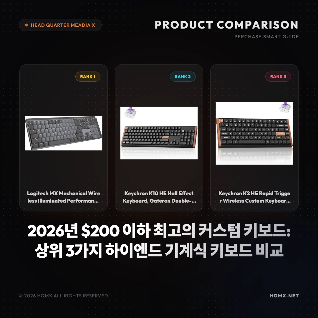 2026년 $200 이하 최고의 커스텀 키보드: 상위 3가지 하이엔드 기계식 키보드 비교
